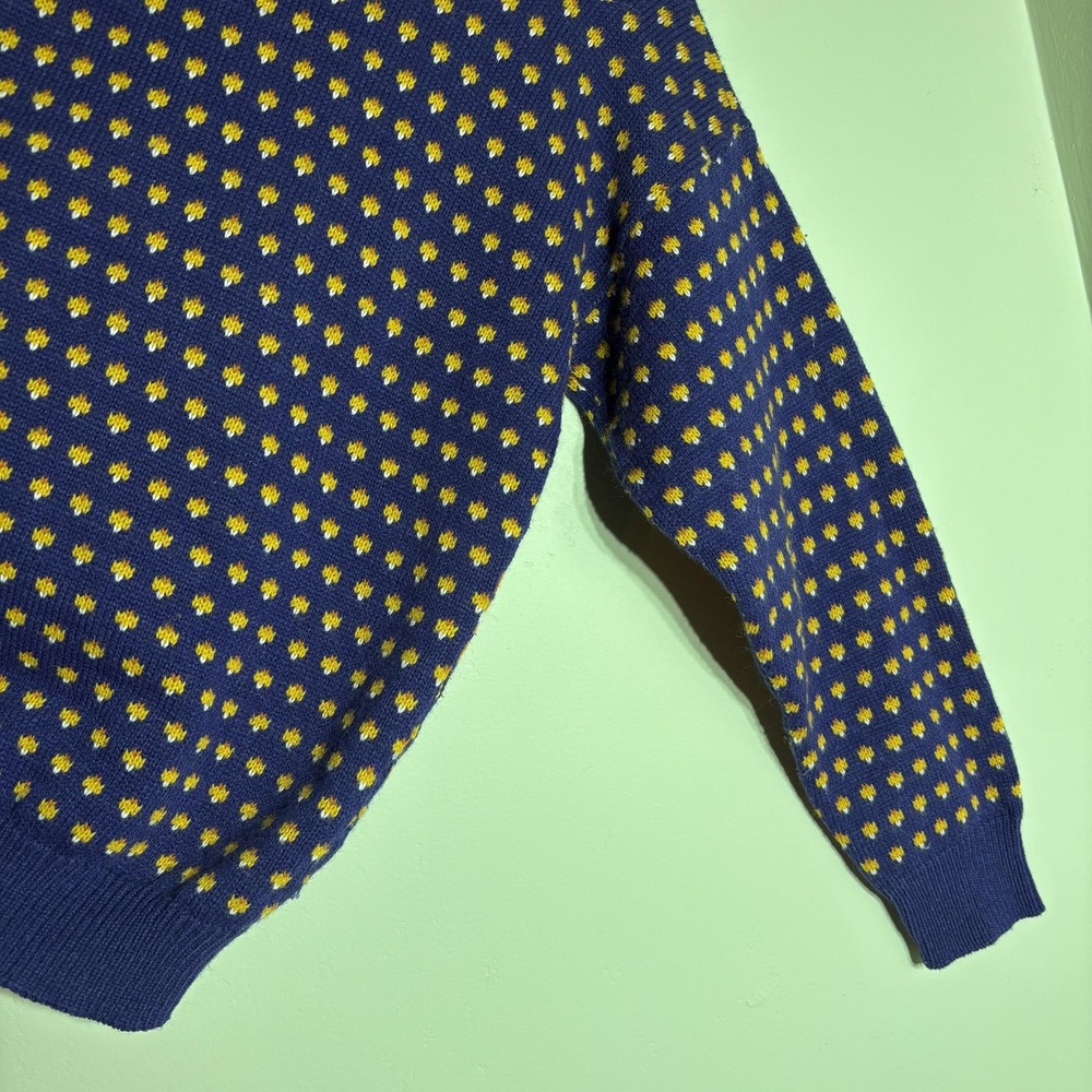 Vintage Jennifer Adams Sweater Womens Large Blue Cat Knit Novelty Made USA 90s - Picture 9 of 14